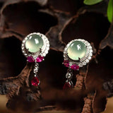 Vintage Glass Diamond Round Earrings