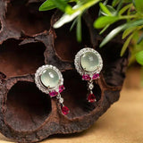 Vintage Glass Diamond Round Earrings