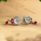 Vintage Glass Diamond Round Earrings