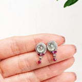 Vintage Glass Diamond Round Earrings