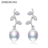 Freshwater Pearl Drop Earrings 925 Sterling Silver Wedding Jewelry