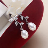 Freshwater Pearl Drop Earrings 925 Sterling Silver Wedding Jewelry