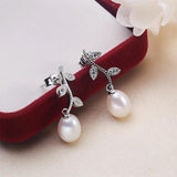 Freshwater Pearl Drop Earrings 925 Sterling Silver Wedding Jewelry
