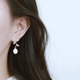 Freshwater Pearl Drop Earrings 925 Sterling Silver Wedding Jewelry