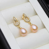 Fresh Water Pearl Drop Earrings, Gold Plated 925 Sterling Silver Earrings