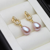 Fresh Water Pearl Drop Earrings, Gold Plated 925 Sterling Silver Earrings