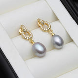 Fresh Water Pearl Drop Earrings, Gold Plated 925 Sterling Silver Earrings