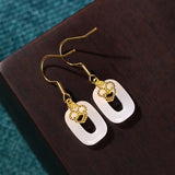 Oriental Chinese Style Ring Jade Earrings Women's Palace Retro Jewelry