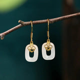 Oriental Chinese Style Ring Jade Earrings Women's Palace Retro Jewelry