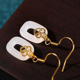 Oriental Chinese Style Ring Jade Earrings Women's Palace Retro Jewelry