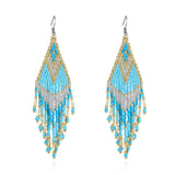 Geometric Colorful Beads Tassel Boho Earrings