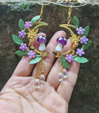 Mushroom Golf Moon Fairy Earrings Dangle Drop