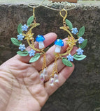 Mushroom Golf Moon Fairy Earrings Dangle Drop