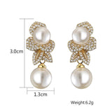 CZ Pearl Drop Earrings Leaf Engagement Party Jewelry