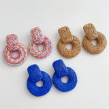 Bohemia Beach Raffia Drop Earrings for Women