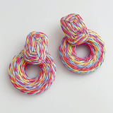 Bohemia Beach Raffia Drop Earrings for Women