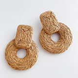 Bohemia Beach Raffia Drop Earrings for Women