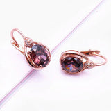 14K Rose Gold Ruby Earrings Water Drops for Women
