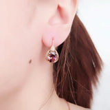 14K Rose Gold Ruby Earrings Water Drops for Women
