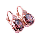 14K Rose Gold Ruby Earrings Water Drops for Women