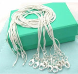 10PCS 925 Sterling Silver 1mm Snake Chain Necklace For Woman Man Jewelry