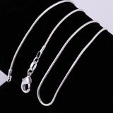 10PCS 925 Sterling Silver 1mm Snake Chain Necklace For Woman Man Jewelry