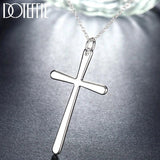 925 Silver Long Cross Pendant Necklace 16-30 Inch Chain Wedding Engagement