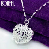 925 Silver Love Heart Ball Pendant Necklace Wedding Jewelry