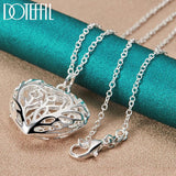 925 Silver Love Heart Ball Pendant Necklace Wedding Jewelry