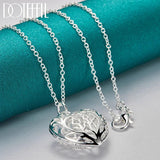 925 Silver Love Heart Ball Pendant Necklace Wedding Jewelry