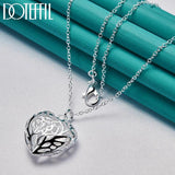 925 Silver Love Heart Ball Pendant Necklace Wedding Jewelry
