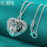 925 Silver Love Heart Ball Pendant Necklace Wedding Jewelry
