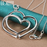 925 Silver Double Heart Pendant Necklace 18-30 Inch Chain