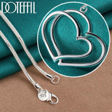925 Silver Double Heart Pendant Necklace 18-30 Inch Chain