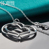 925 Silver Double Heart Pendant Necklace 18-30 Inch Chain