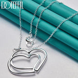 925 Silver Double Heart Pendant Necklace 18-30 Inch Chain