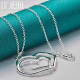 925 Silver Double Heart Pendant Necklace 18-30 Inch Chain