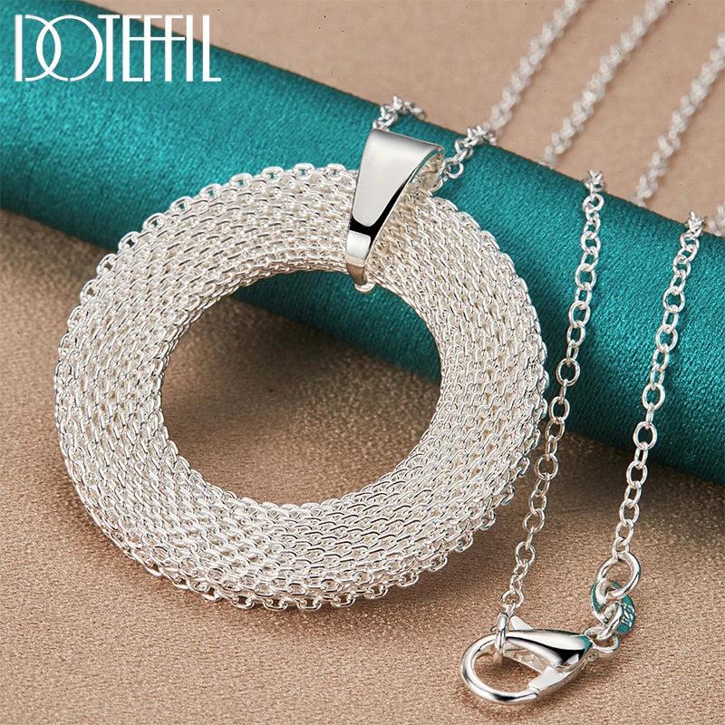 925 Silver Circle Weave Pendants Necklace 18-30 inch Chain