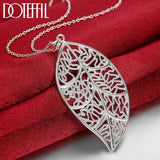 925 Silver Big Leaf Pendant Necklace for Woman