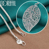 925 Silver Big Leaf Pendant Necklace for Woman