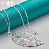 925 Silver Big Leaf Pendant Necklace for Woman