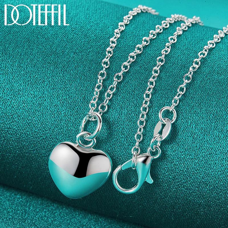 925 Silver Snake Chain Heart Pendant Necklace Wedding Charm Jewelry