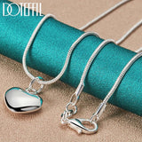 925 Silver Snake Chain Heart Pendant Necklace Wedding Charm Jewelry