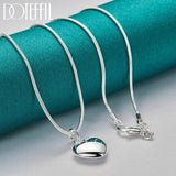 925 Silver Snake Chain Heart Pendant Necklace Wedding Charm Jewelry
