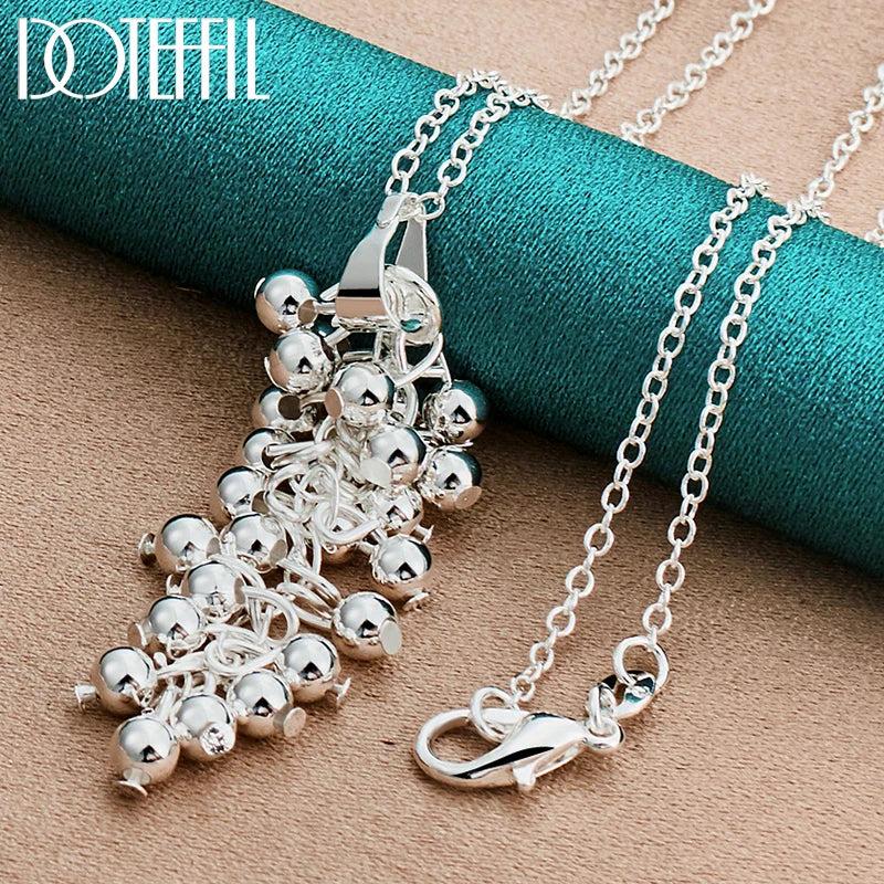 925 Sterling Silver Grape Bead Necklace 18-30 Inch Chain