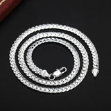 925 Sterling Silver 6mm Full Sideways Necklace 8/18/20/24 Inch Chain