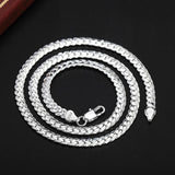 925 Sterling Silver 6mm Full Sideways Necklace 8/18/20/24 Inch Chain