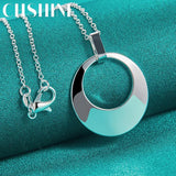 925 Silver Circle Pendant Necklace 16-30 Inch Women Jewelry