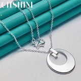 925 Silver Circle Pendant Necklace 16-30 Inch Women Jewelry