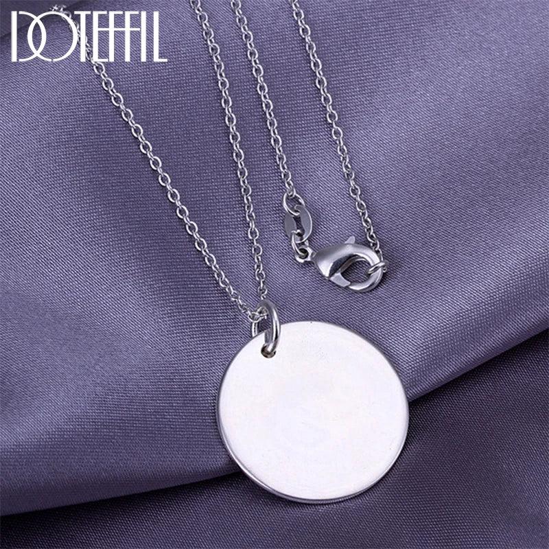 925 Sterling Silver Round 925 Label Pendant Necklace 16-30 Inch Chain